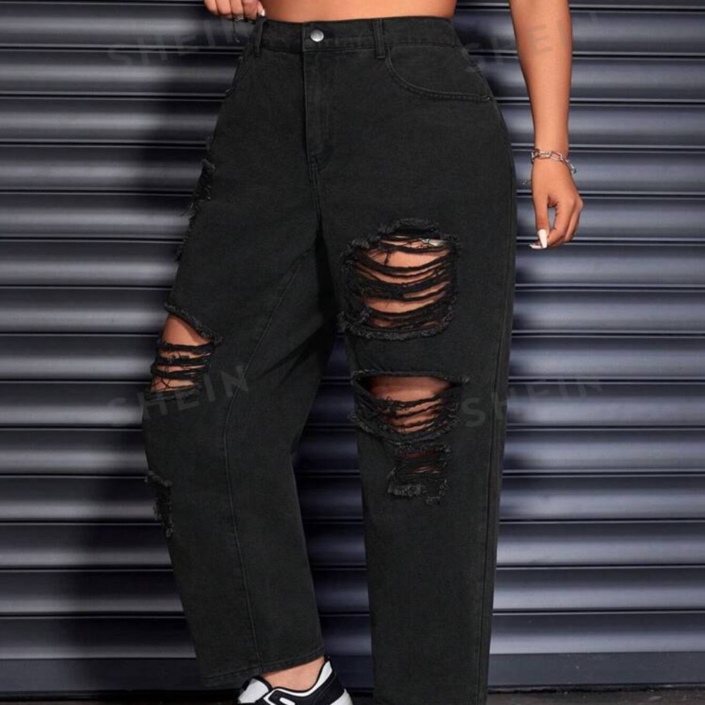 SHEIN exwear plus size distressed jeans